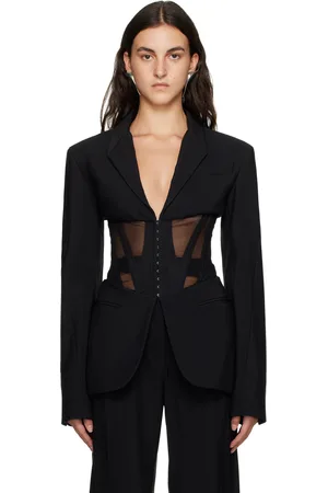 MUGLER Veston semi-transparent noir