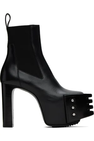 Rick Owens Bottes noires à plateforme et à bout ondulé