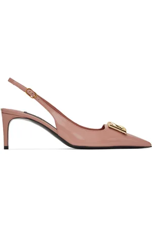 Dolce & Gabbana Chaussures à talon roses en cuir de veau poli à bride arrière