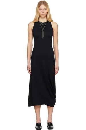 LEMAIRE Robe midi noire à ornement torsadé à l