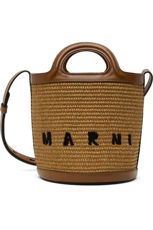 Marni Petit sac seau Tropicalia beige et brun