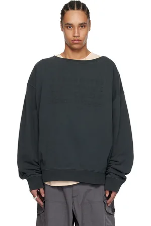 Maison Margiela Pull molletonné gris à logo brodé
