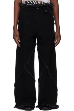 EgonLab Jean noir à panneaux de style motif argyle