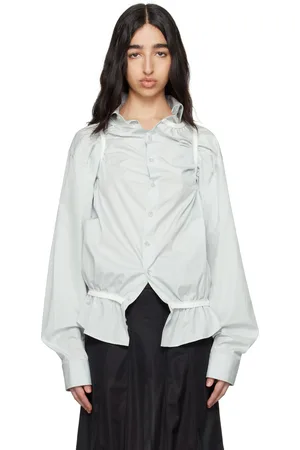 Maison Margiela Chemise bleue à passepoils