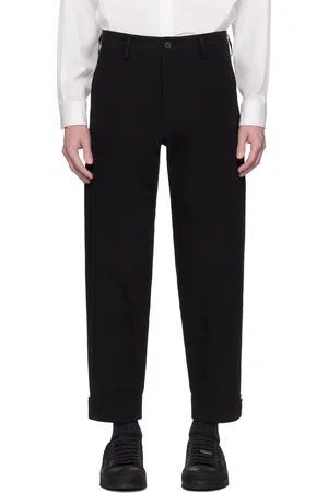 YOHJI YAMAMOTO Pantalon ajusté noir à pattes boutonnées - POUR HOMME