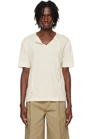 SYSTEM T-shirt blanc cassé à garniture en satin