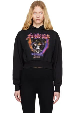 VERSACE Pull à capuche noir images à logo sérigraphiées