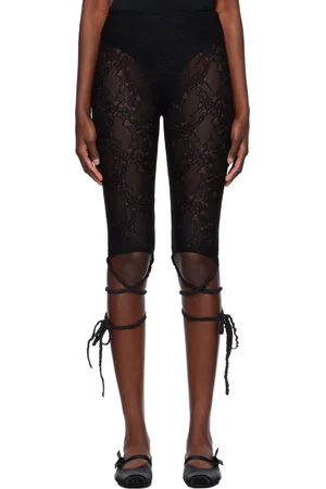 AMBUSH Legging noir en dentelle à sangles à nouer