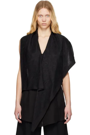 YOHJI YAMAMOTO Gilet long noir à drapage