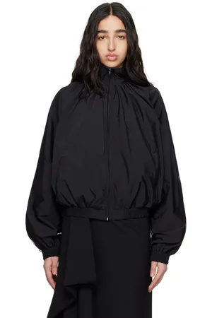 ALAINPAUL Blouson de survêtement noir à col à fronces