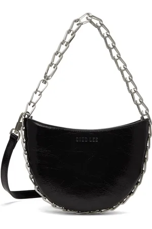 DION LEE Petit sac arrondi noir à chaine