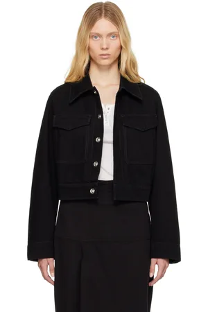 LEMAIRE Blouson écourté noir en denim à deux poches