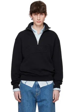 Maison Kitsuné Pull décontracté de style collégial noir à demi-glissière