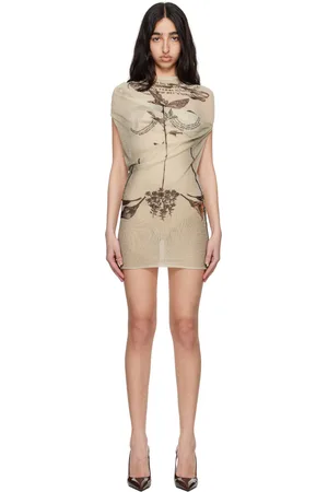 Jean Paul Gaultier Robe courte beige à images d