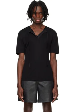 SYSTEM T-shirt noir à garniture en satin