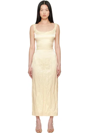 MAGDA BUTRYM Robe midi blanc cassé à encolure arrondie