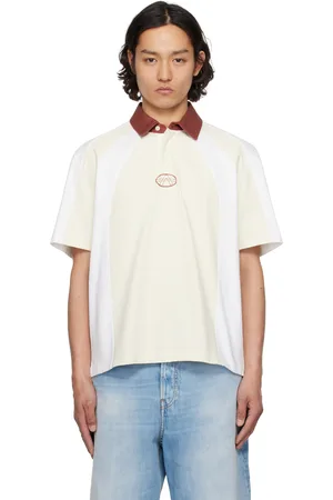 AMBUSH Polo blanc cassé à logo AMB et à panneaux