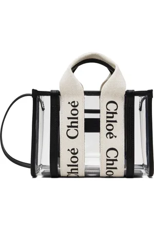 Chloé Cabas blanc cassé et noir à garniture Woody