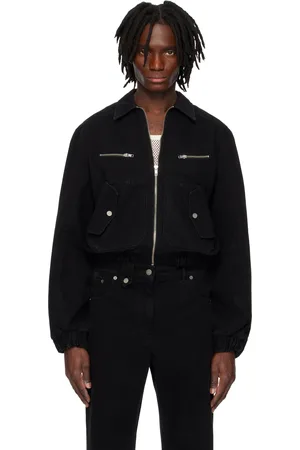 EgonLab Blouson aviateur noir en denim à doublure