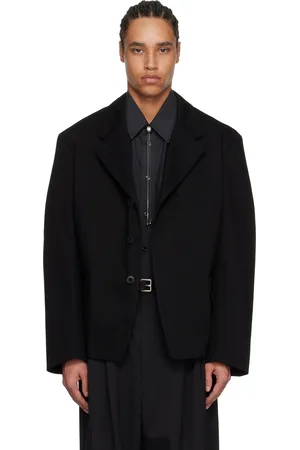 LEMAIRE Veston de travail façon tailleur noir à simple boutonnage