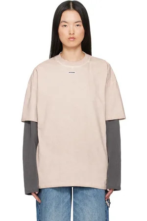 KSUBI T-shirt à manches courtes boyfriend beige à écusson à logo
