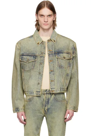 Entire Studios Blouson rétréci bleu en denim