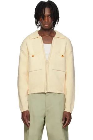 Recto Cardigan blanc cassé à poches et à glissière