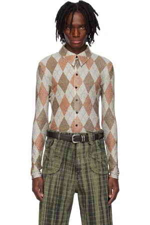 EgonLab Chemise ajustée Harry gris et brun à motif imprimé
