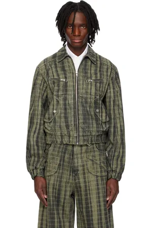 EgonLab Blouson aviateur gris en denim à doublure