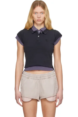 Alexander Wang Polo rétréci bleu marine à assemblage étagé