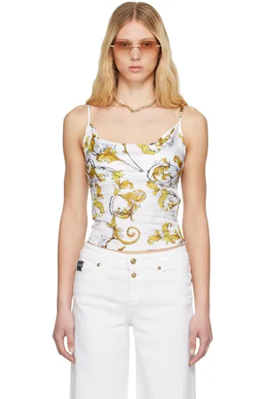 VERSACE Camisole blanche à motif Outline Barocco