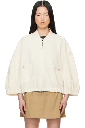 Moncler Blouson blanc cassé à glissières