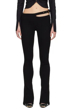 VERSACE Legging évasé noir à ceinture