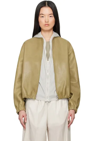 GABRIELA COLL GARMENTS Blouson No.306 vert en cuir à glissières