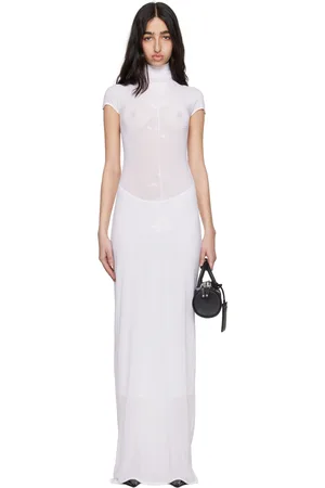 Jean Paul Gaultier Robe longue sans manches blanche en jersey léger de viscose