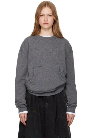 Maison Margiela Pull gris à poche kangourou