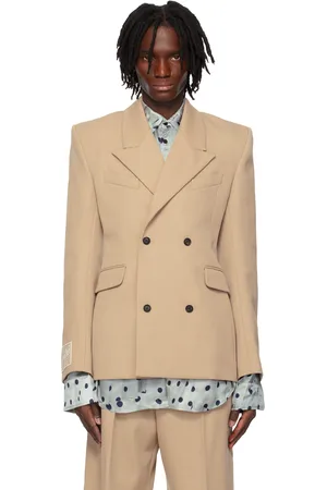 EgonLab Veston ajusté beige à double boutonnage