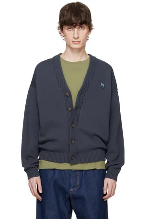 Maison Kitsuné Cardigan décontracté gris à écusson à logo Bold Fox Head