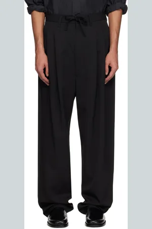 LEMAIRE Pantalon noir à cordon coulissant et à plis