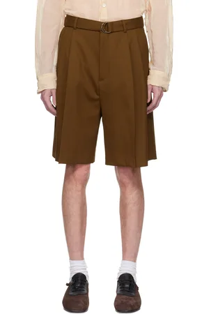 CMMN SWDN Short Marshall brun à plis exclusif à SSENSE