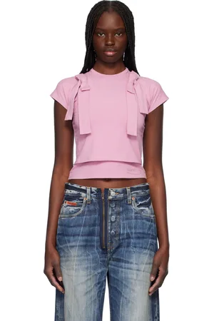 AMBUSH Micro t-shirt étagé rose à boucles