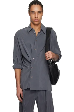 LEMAIRE Chemise grise à assemblage torsadé