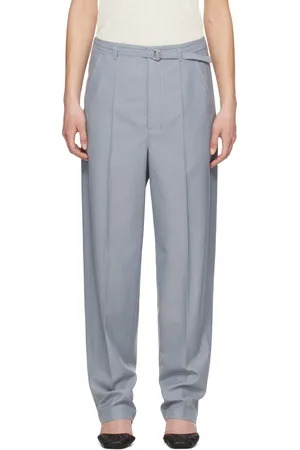 LEMAIRE Pantalon façon tailleur bleu à ceinture