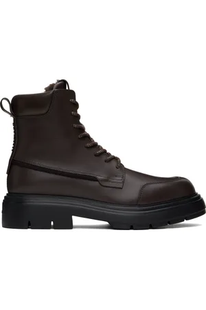 Salvatore Ferragamo Bottes militaires brunes à languette rembourrée