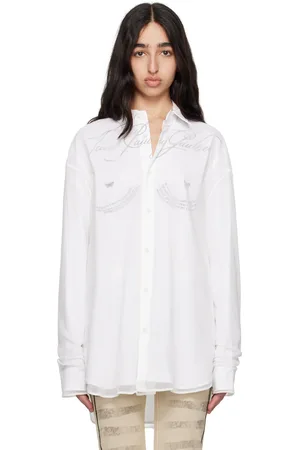 Jean Paul Gaultier Chemise blanche à imprimé de poème de style tatouage