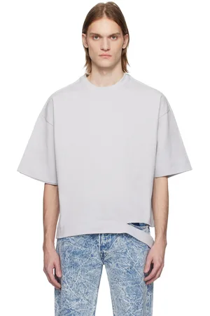 KARMUEL YOUNG T-shirt droit gris à découpes et à plis XY