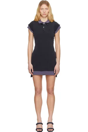 Alexander Wang Robe polo courte à manches courtes bleu marine à assemblage étagé