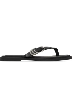 RAG&BONE Sandales Gia noires en cuir à bride de style tong
