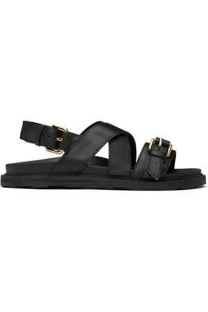 Moschino Sandales noires en cuir de veau à boucle