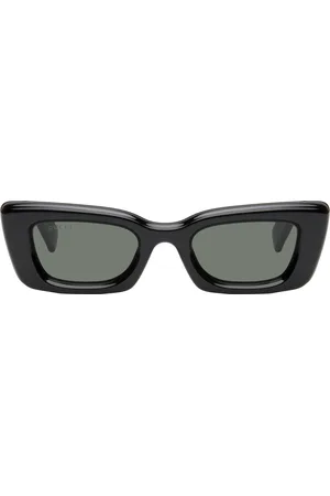 Gucci Lunettes de soleil œil-de-chat épaisses noires à logos GG
